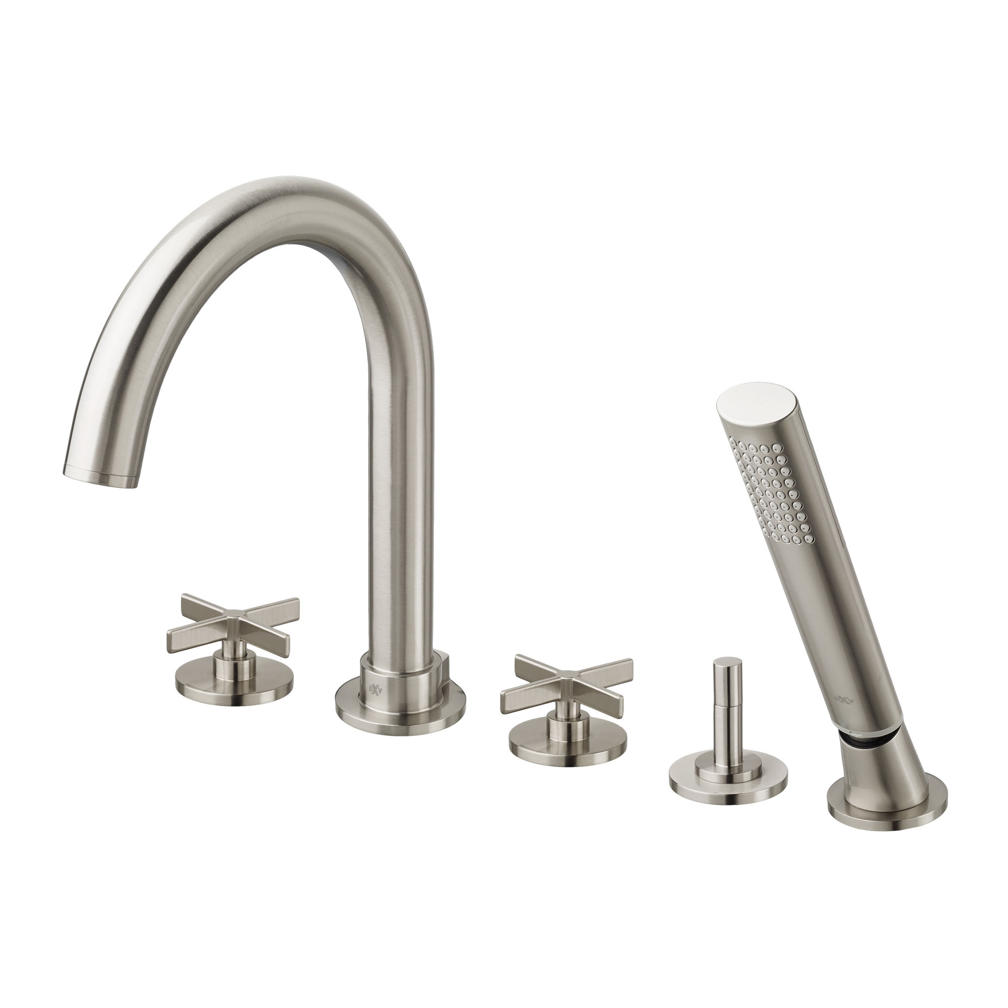 Percy 2-Handle Deck Mount Bathtub Faucet with Hand Shower and Cross Handles